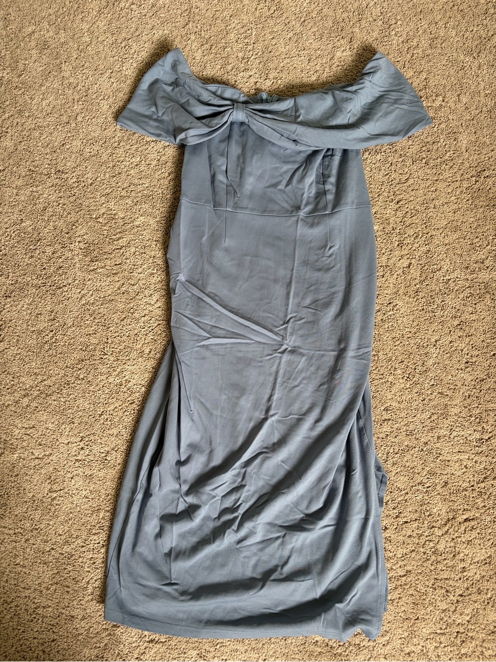Maternity Off-Shoulder Midi Dress in Slate Gray